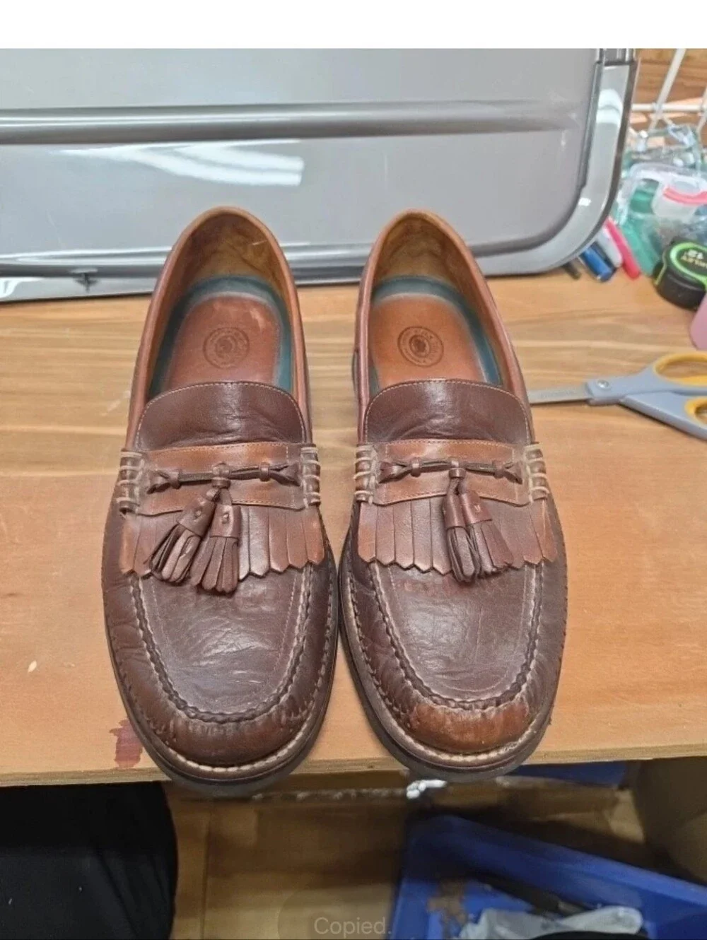 H.S. Trask Shoes Mens Size 13N Brown Leather Slip On Tassel Loafers